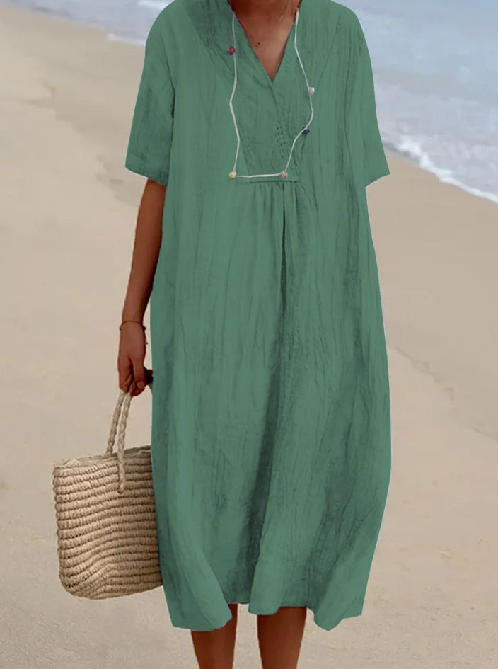 Robe décontractée en coton et lin Fudus – Polyvalente