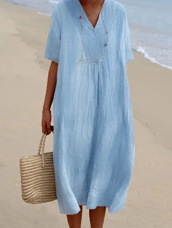 Robe décontractée en coton et lin Fudus – Polyvalente