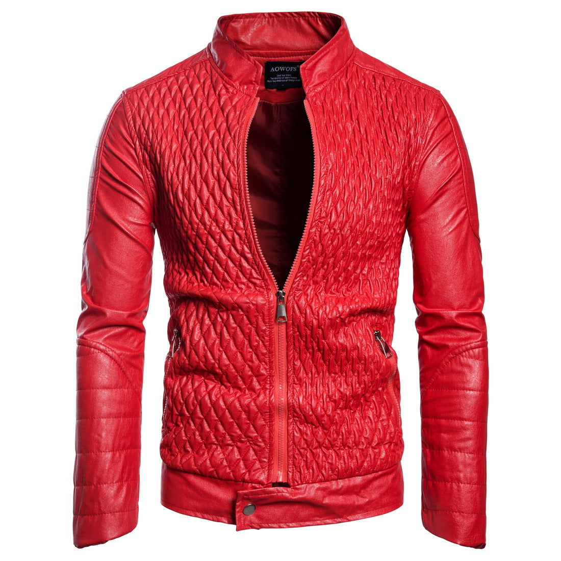 Herren hochwertige Steppjacke aus Kunstleder mit asymmetrischem Reißverschluss Berg-Feldt