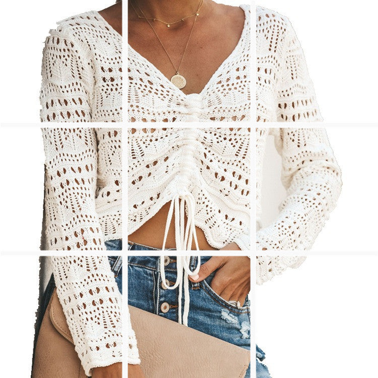 Cardigan aéré pour femme en maille ajourée raffinée avec cordon de serrage Berg-Feldt