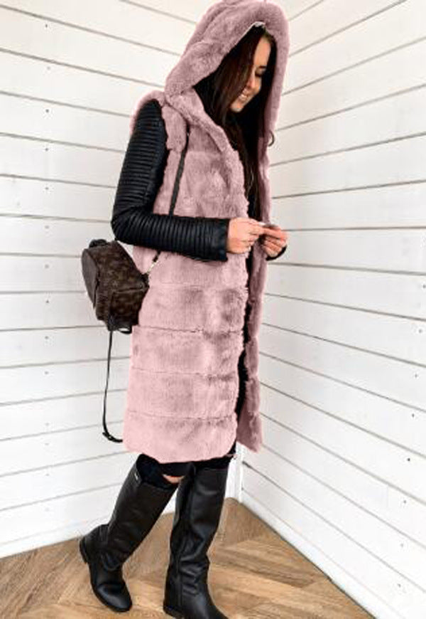 Damen Manteau à capuche en fausse fourrure tendance Berg-Feldt