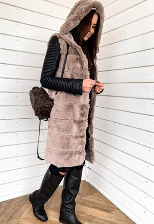 Damen Manteau à capuche en fausse fourrure tendance Berg-Feldt