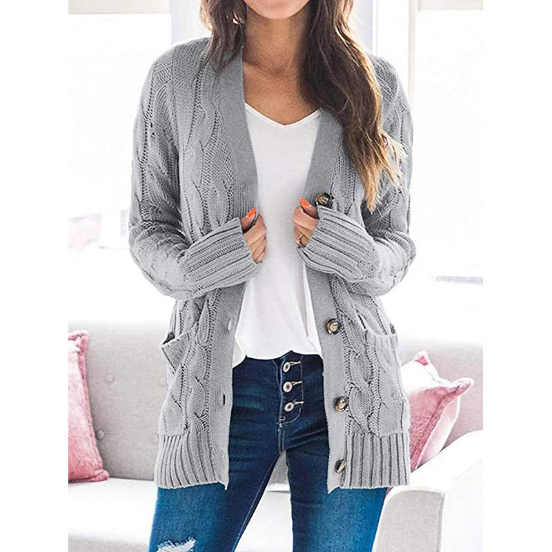 Cardigan pour femme en grosse maille, avec motif torsadé élaboré et poches pratiques Berg-Feldt