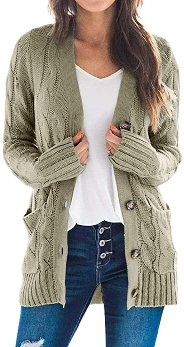 Cardigan pour femme en grosse maille, avec motif torsadé élaboré et poches pratiques Berg-Feldt