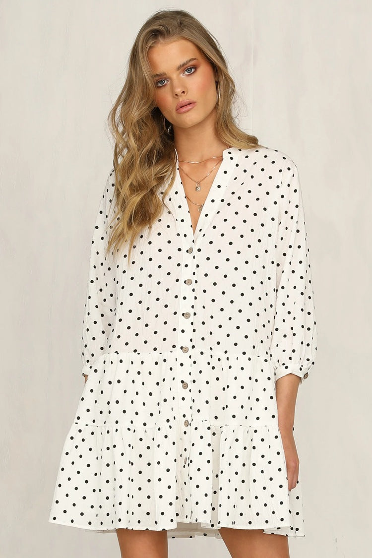 Berg-Feldt Robe pour femme à pois et ourlet à volants