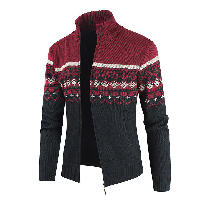 Herren modische Strickjacke mit hohem Kragen und grafischem Muster Berg-Feldt