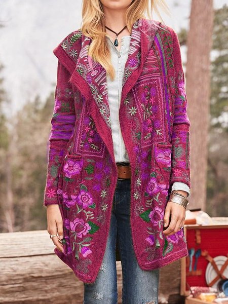 Cardigan en tricot brodé avec capuche et poches pour femme Berg-Feldt
