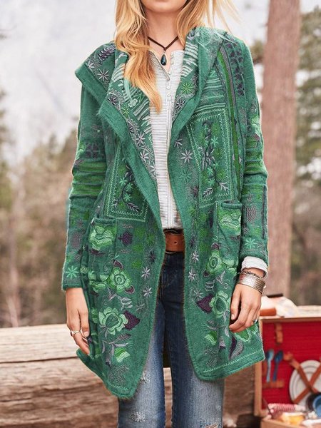 Cardigan en tricot brodé avec capuche et poches pour femme Berg-Feldt