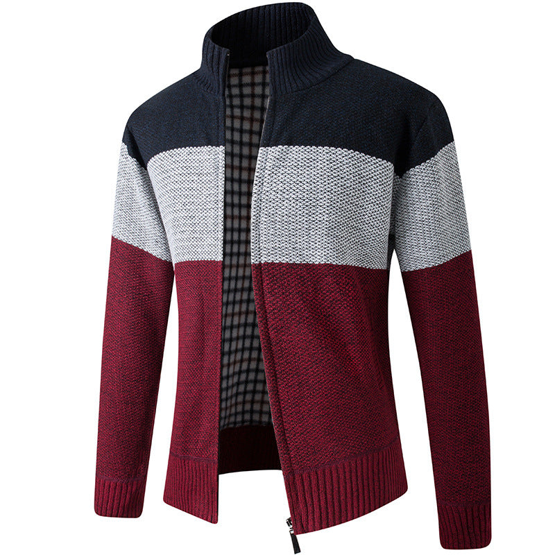 Herren Modische Strickjacke mit hohem Kragen und gestreiftem Design Berg-Feldt