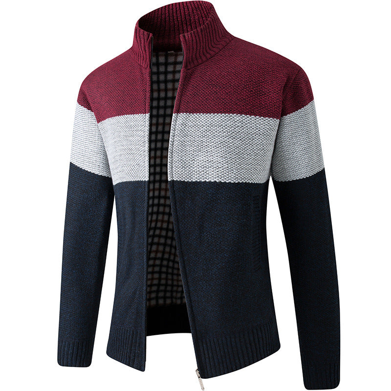 Herren Modische Strickjacke mit hohem Kragen und gestreiftem Design Berg-Feldt