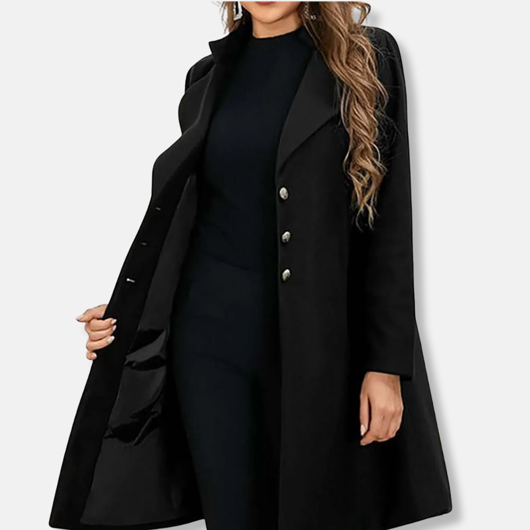 Berg-Feldt | Mantel - Wolle - Slim Fit - Mittellang - Doppelreihiger Verschluss - Eingekerbter Revers