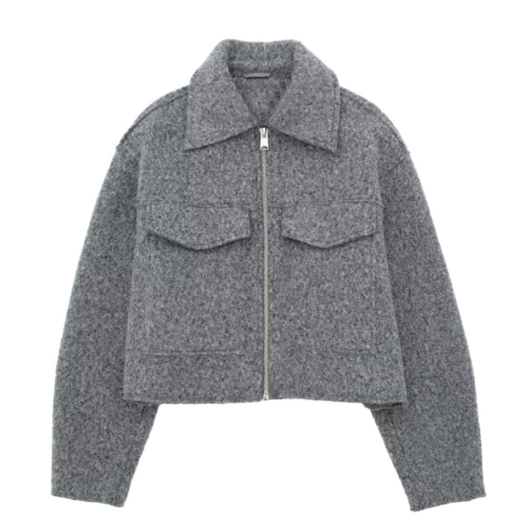 Berg-Feldt | Kurze Wolljacke Scharfer Kragen Strukturiert und Warm