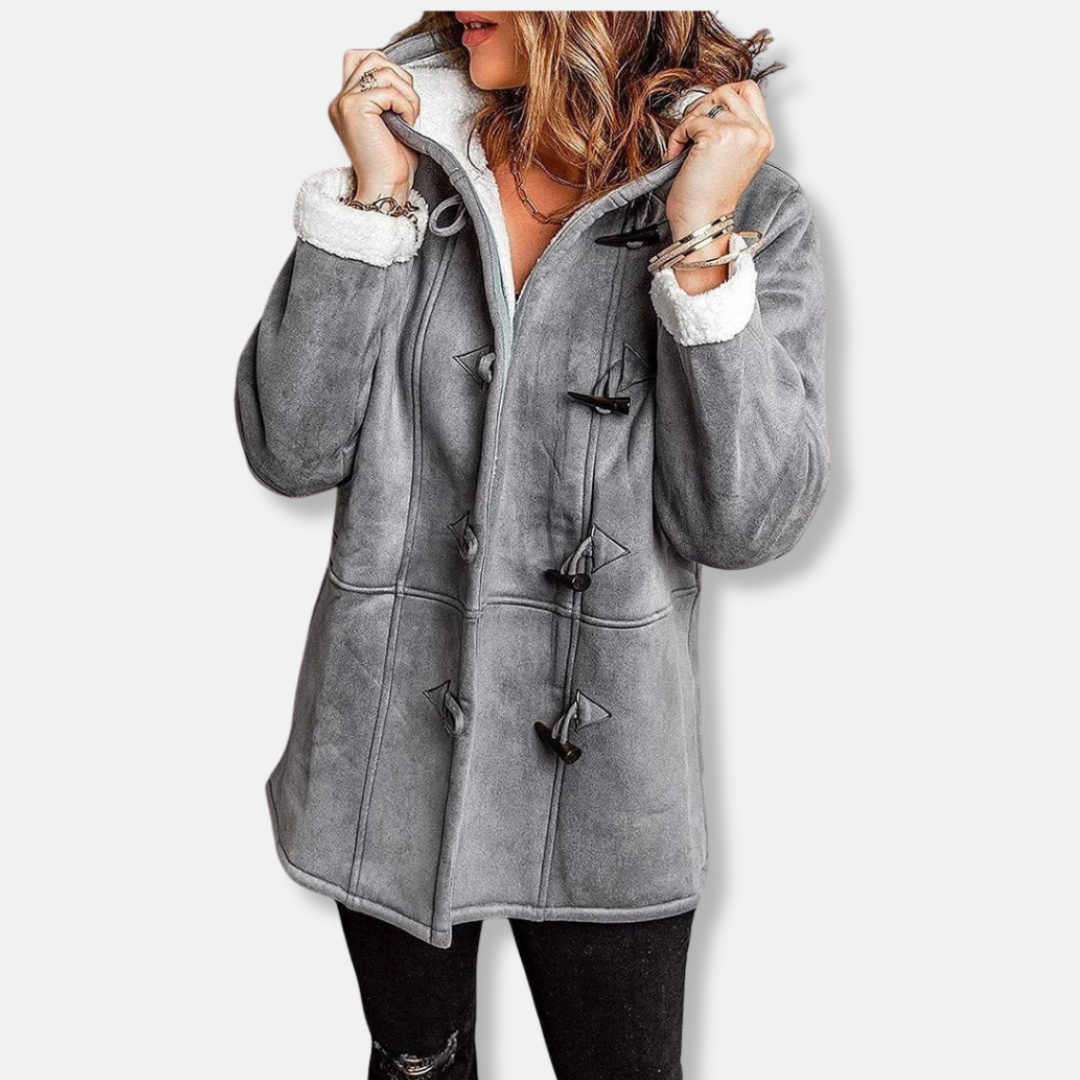 Berg-Feldt | Fleecejacke - Relaxed Fit - Kapuze - Plüschfutter - Mittellang - Toggle-Verschluss