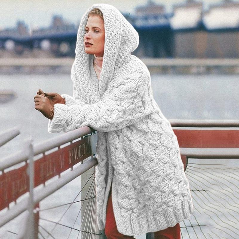 Berg-Feldt | Lange Strickjacke für Frauen mit Kapuze