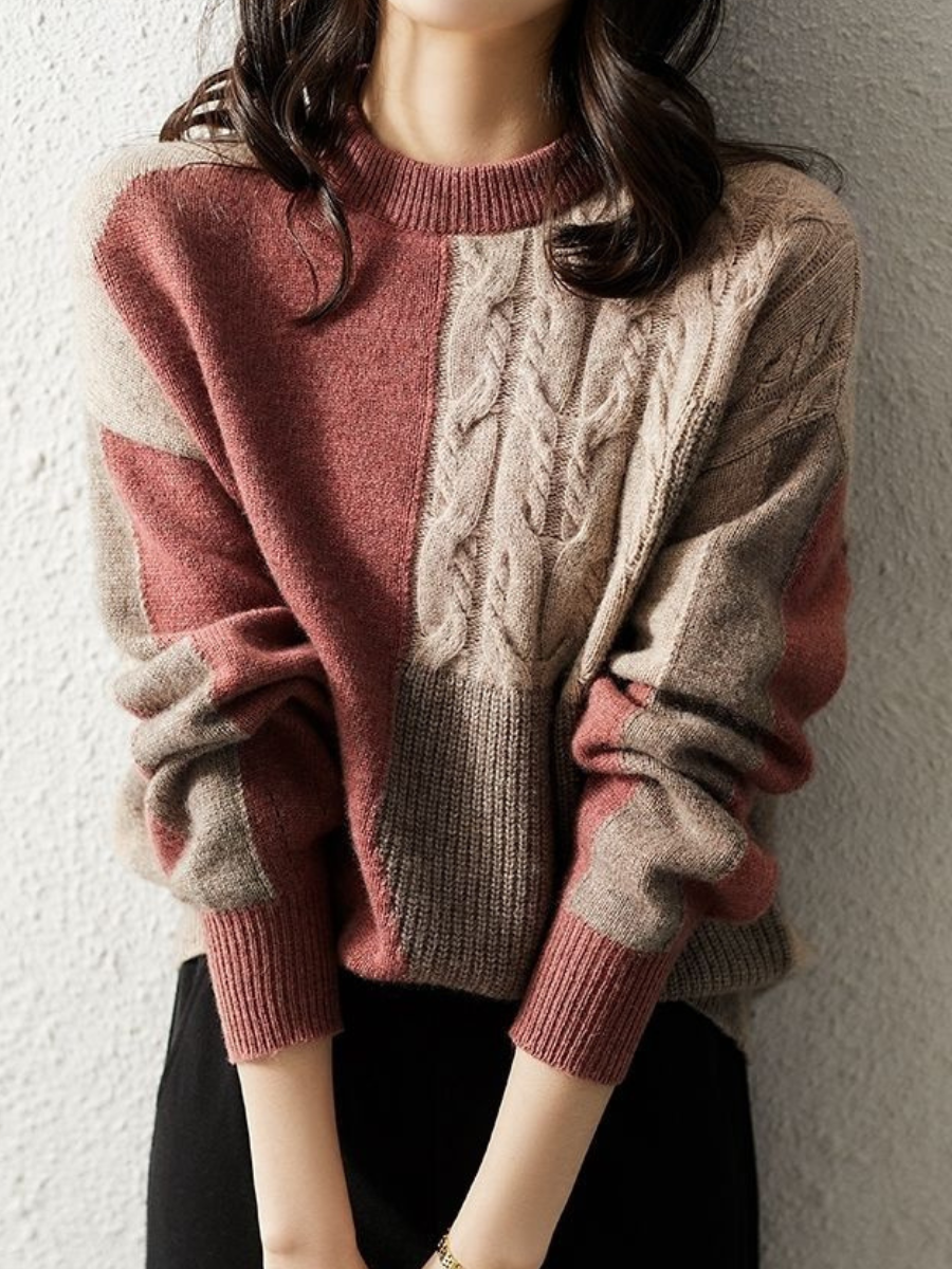 Berg-Feldt | Schicker & Stylischer Strickpullover in Kontrastfarbe