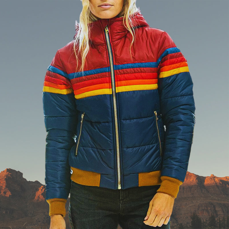 Berg-Feldt | Gestreifter Farbiger Puffer-Stil, Wasserdicht für Frauen Ideal für Herbst Winter