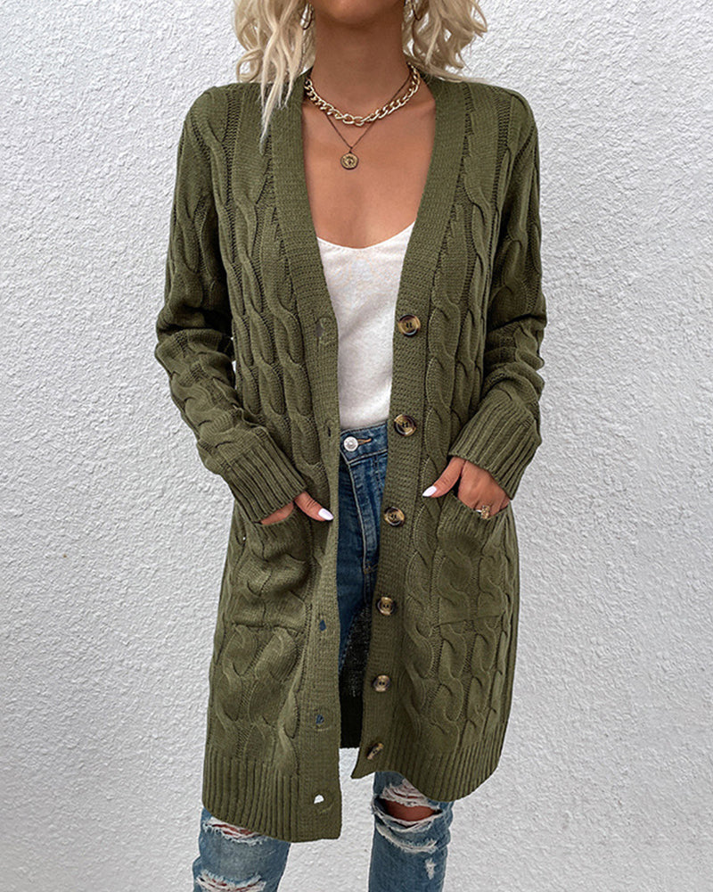 Berg-Feldt | Langärmelige Strickjacke In Einer Unifarbenen Farbe