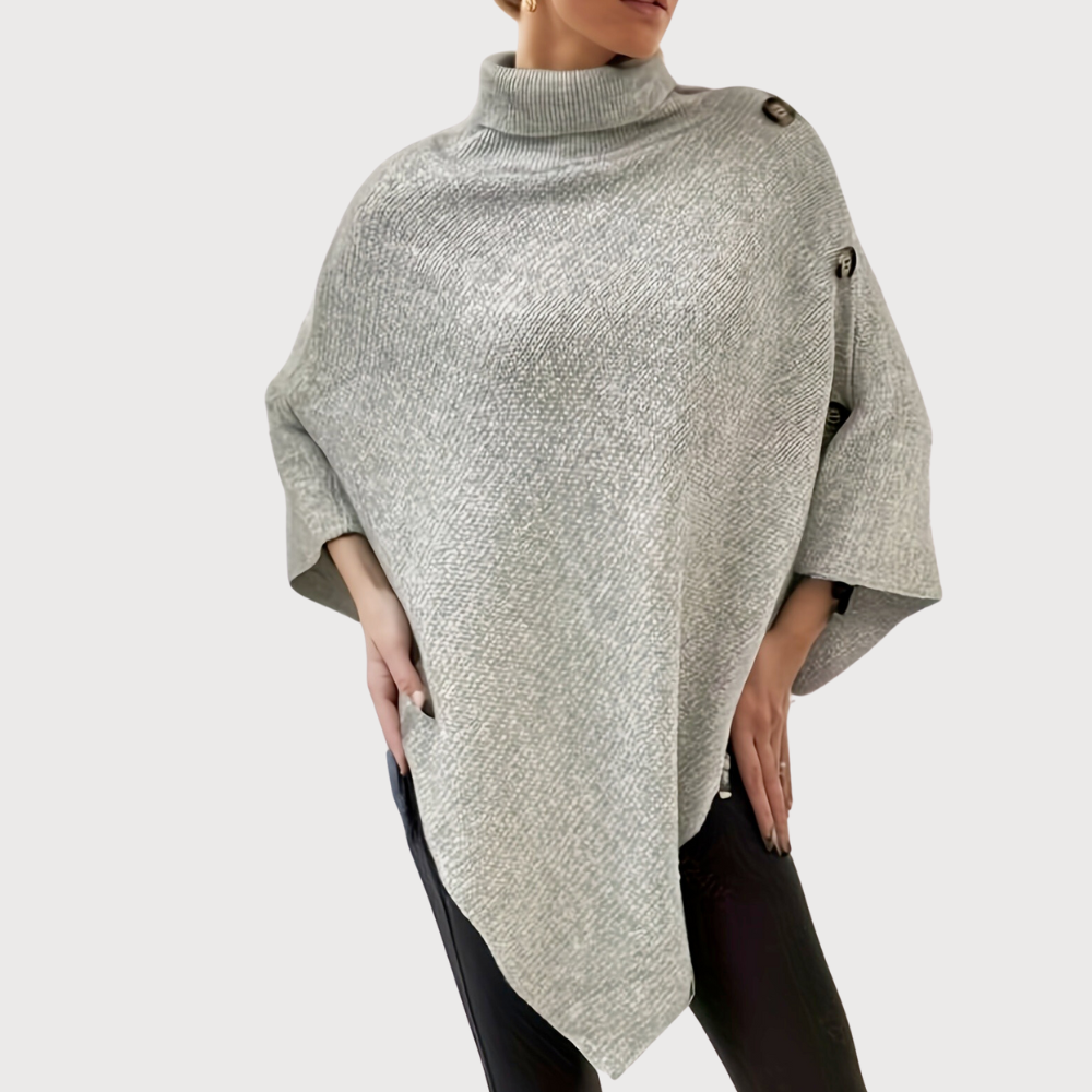 Berg-Feldt | Poncho asymétrique boutonné en maille, style moderne