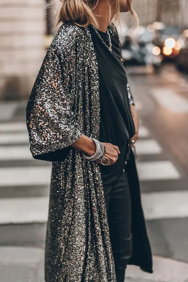 Berg-Feldt | Glamour Kimono aus Pailletten mit Schlüsselloch