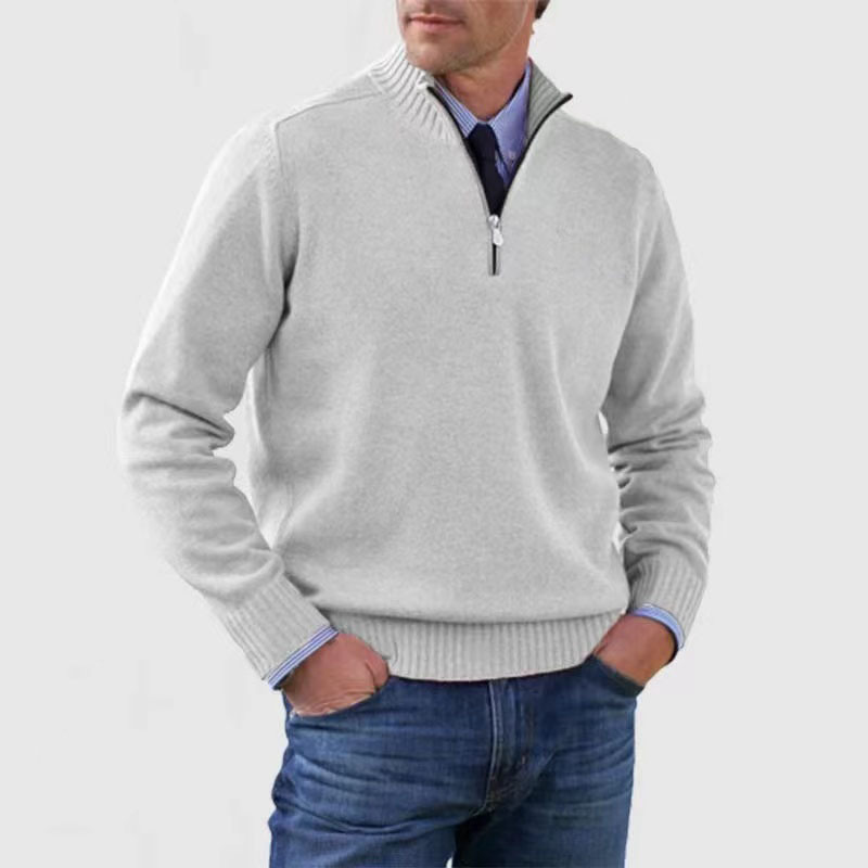 Berg-Feldt | Herrenpullover Mit Halbem Reißverschluss