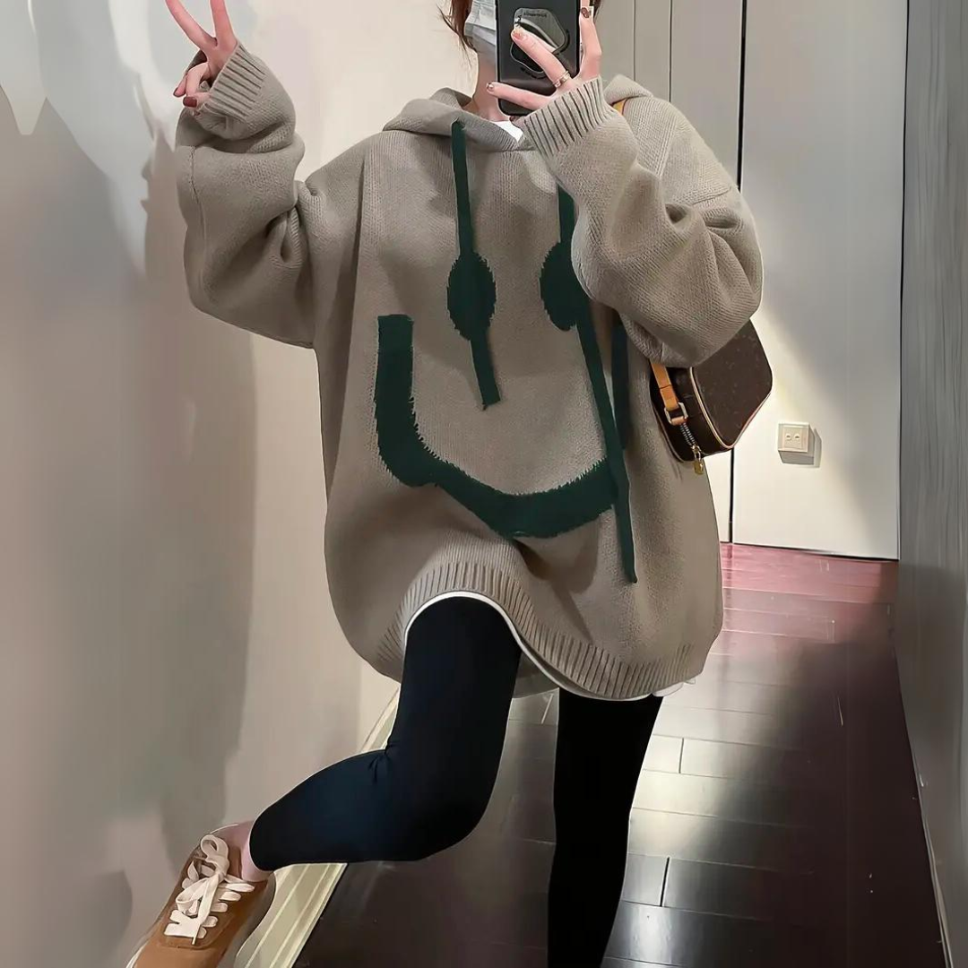 Berg-Feldt | Lockere Hoodie mit Smiley-Design für Frauen