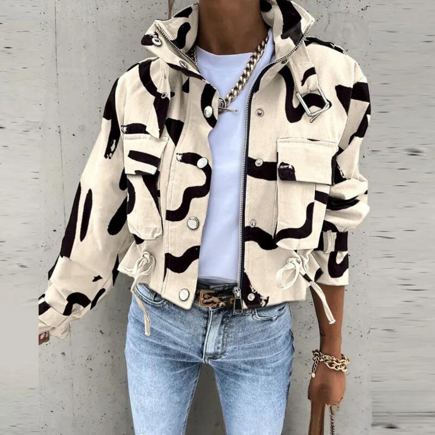 Berg-Feldt | Kurze Jacke mit Grafischem Muster Baumwolle Mutig, Urban