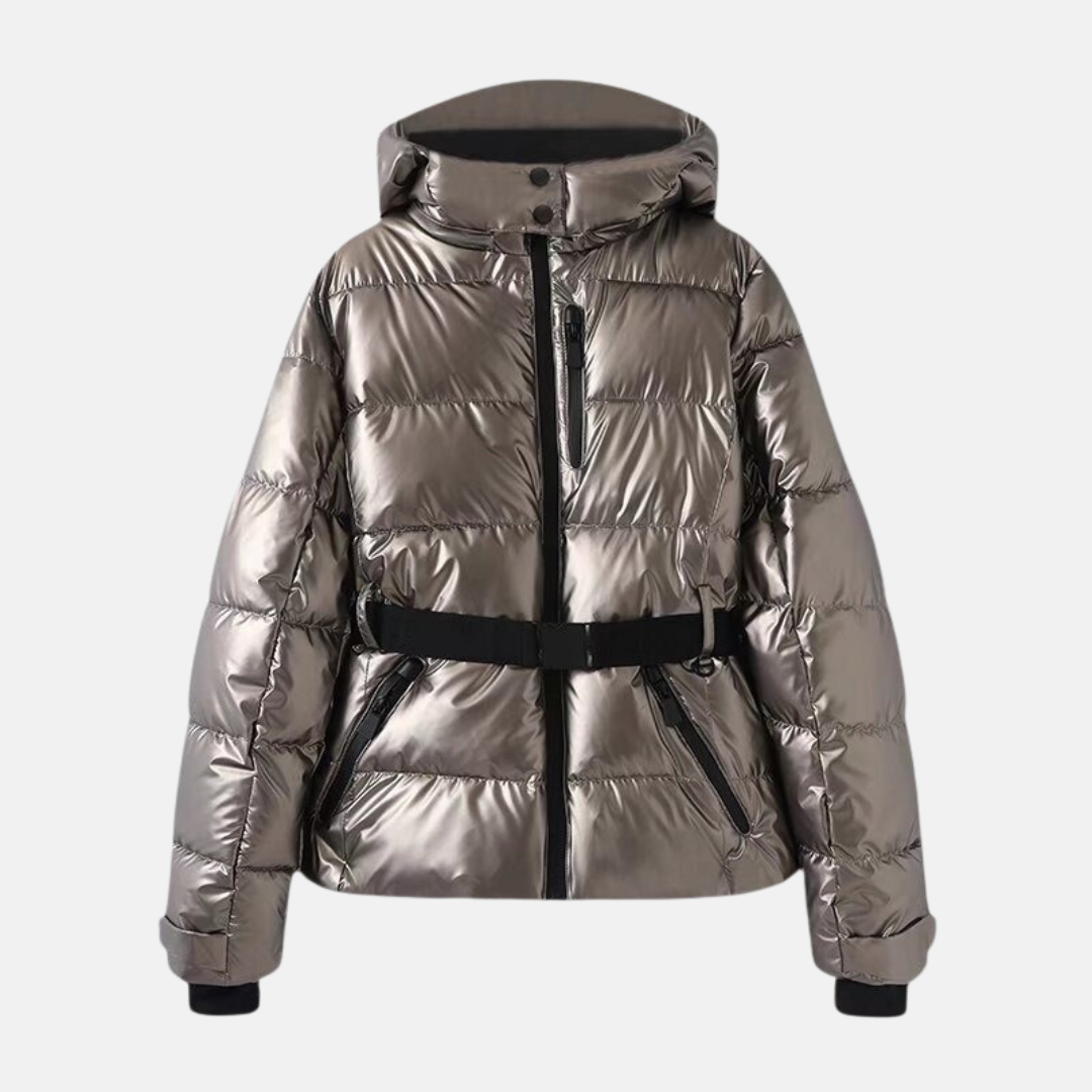 Berg-Feldt | Puffer-Jacke – Gequiltet Isoliert – Taillengürtel – Kapuze Hoher Kragen