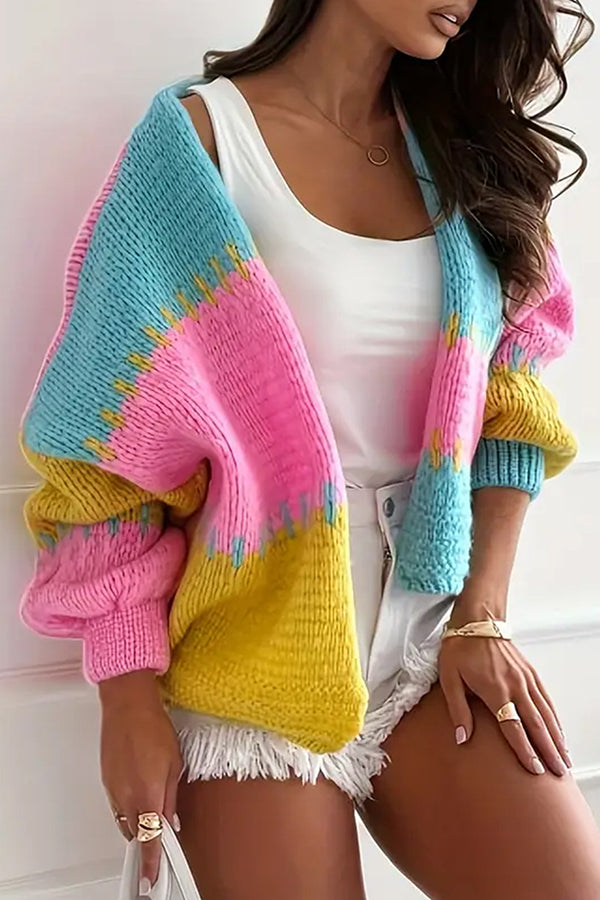 Berg-Feldt | lässige Strickjacke mit Kontrastnaht-Detail