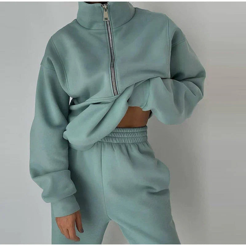 Berg-Feldt | Sweatshirt - Damen Herbst Halb-Zip Trainingsanzug Set