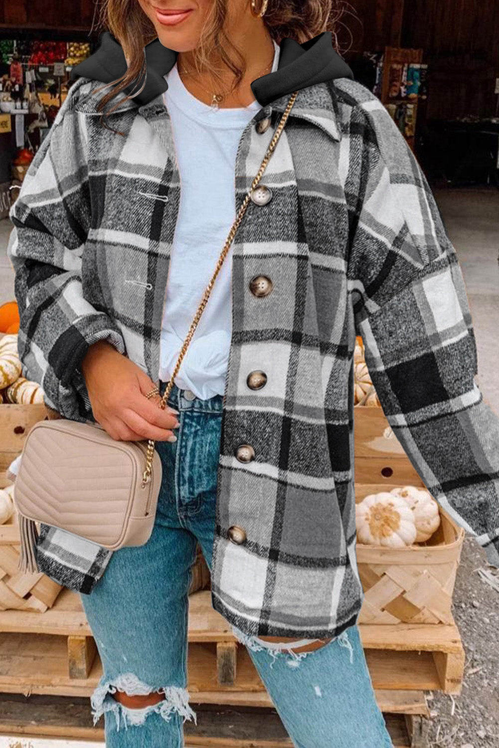 Berg-Feldt | Gitter Oversized Jacke mit Kapuze Lässiger Komfort Warm und Trendy