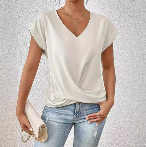 T-shirt femme Fudus à nœud asymétrique pour l'été
