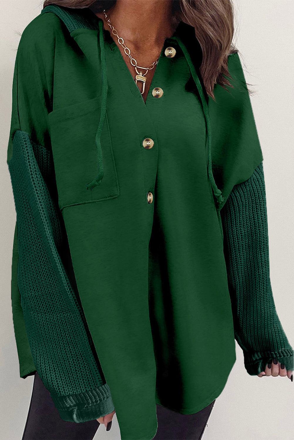 Berg-Feldt | Langärmelige Bluse mit Kapuze und Knöpfen Baumwollmischung Komfort und Stil