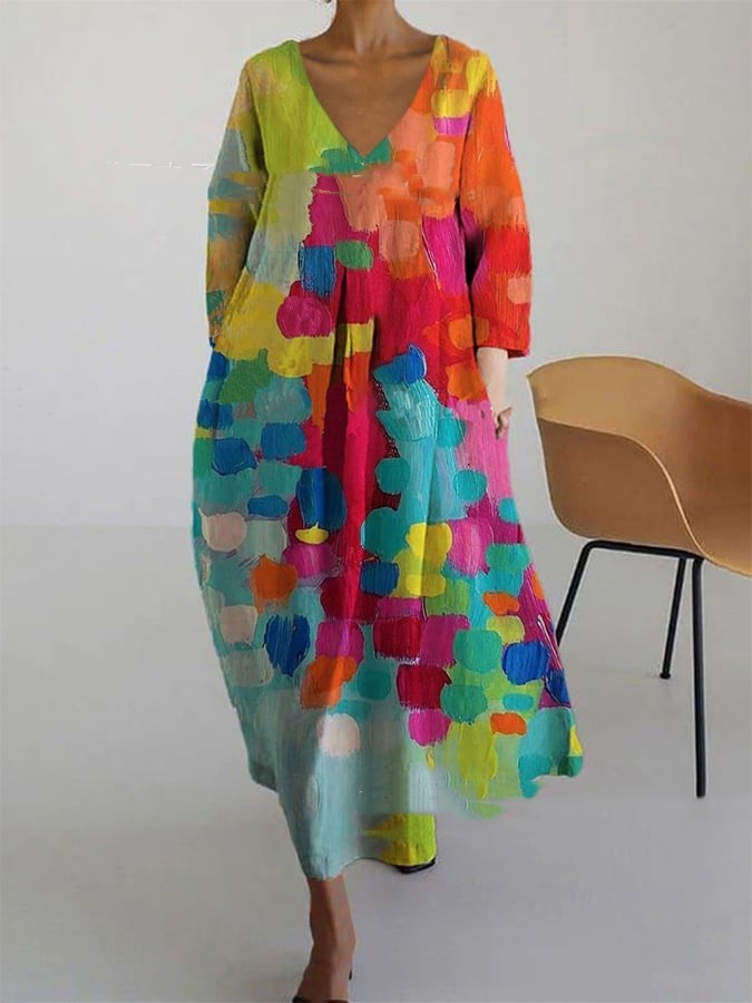 Robe Carys : Robe imprimée colorée à col en V par Berg-Feldt