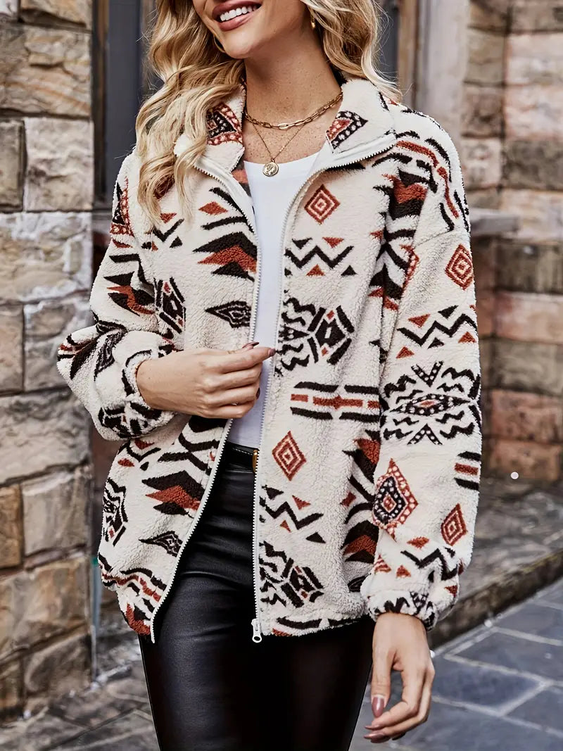 Berg-Feldt | Elegante Fleecejacke mit Geometrischem Muster