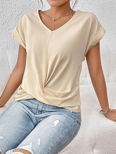 T-shirt femme Fudus à nœud asymétrique pour l'été