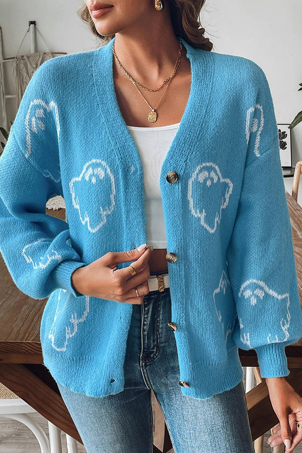 Berg-Feldt | Halloween-Geist-Button-Pullover