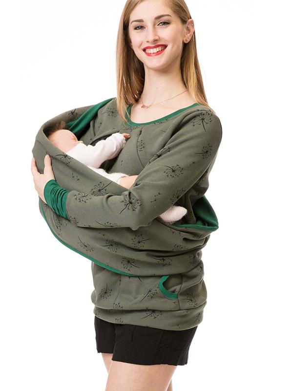 Berg-Feldt | Schwangerschaftspullover Für Stillen Mit Blumenmuster Und Taschen