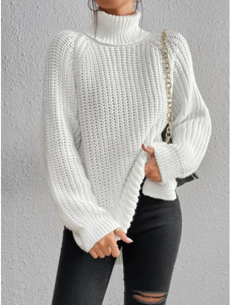 Berg-Feldt | Full Größe Turtle Ribbed Knit Schlitzpullover