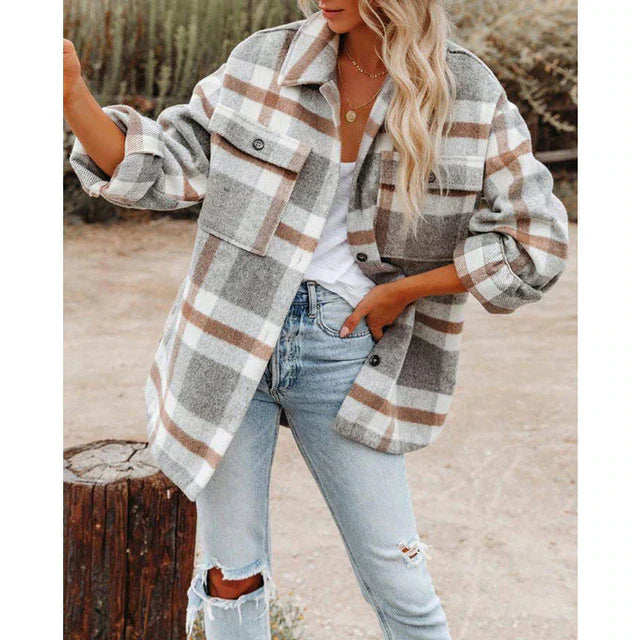 Berg-Feldt | Klassische Karierte Jacke in Großen Größen für Damen