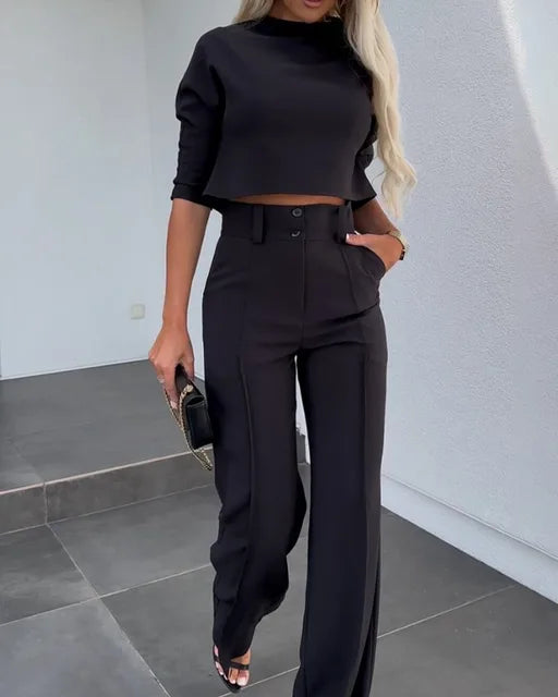 Berg-Feldt | Elegantes Co Ord Satz mit Crop Top und Weit Hose