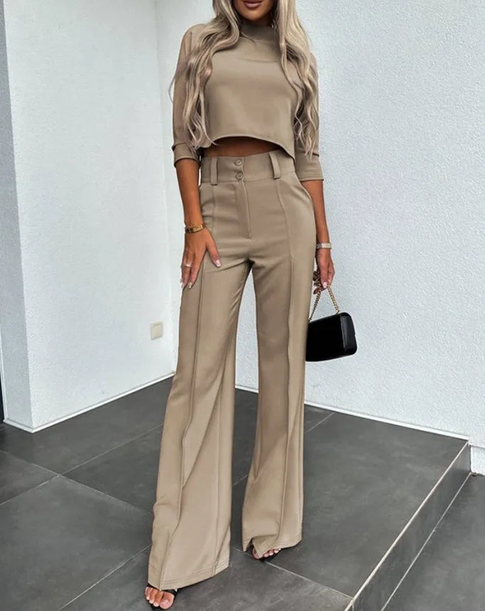 Berg-Feldt | Elegantes Co Ord Satz mit Crop Top und Weit Hose