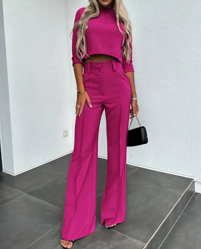 Berg-Feldt | Elegantes Co Ord Satz mit Crop Top und Weit Hose