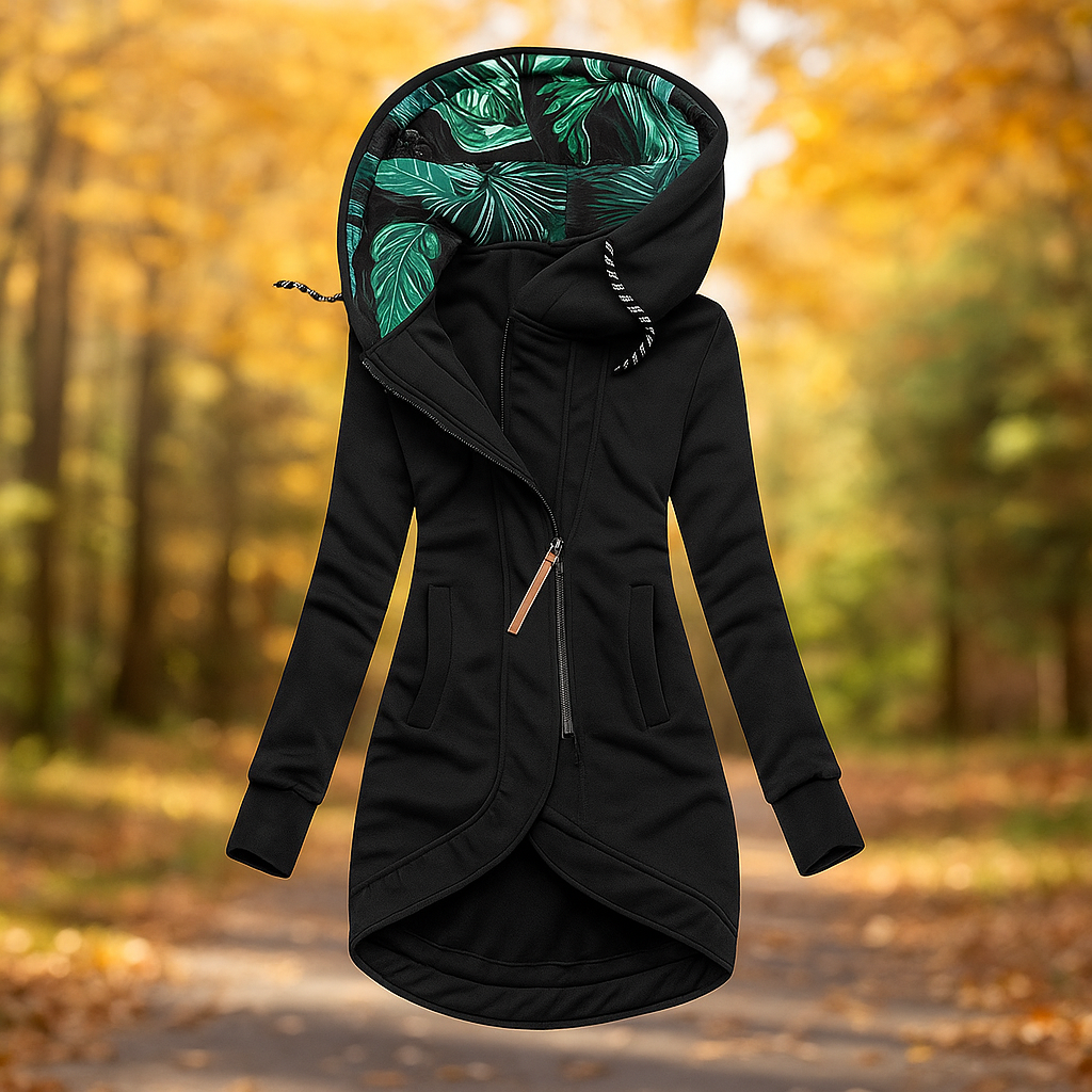 Berg-Feldt | Lange Kapuzenjacke mit asymmetrischem Design Ivanna
