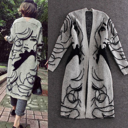 Damen Lange Strickjacke mit kunstvollem Muster Berg-Feldt - Berg-Feldt