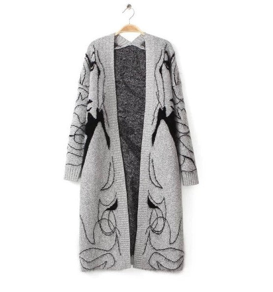 Long Cardigan tricoté pour femme avec motif artistique Berg-Feldt