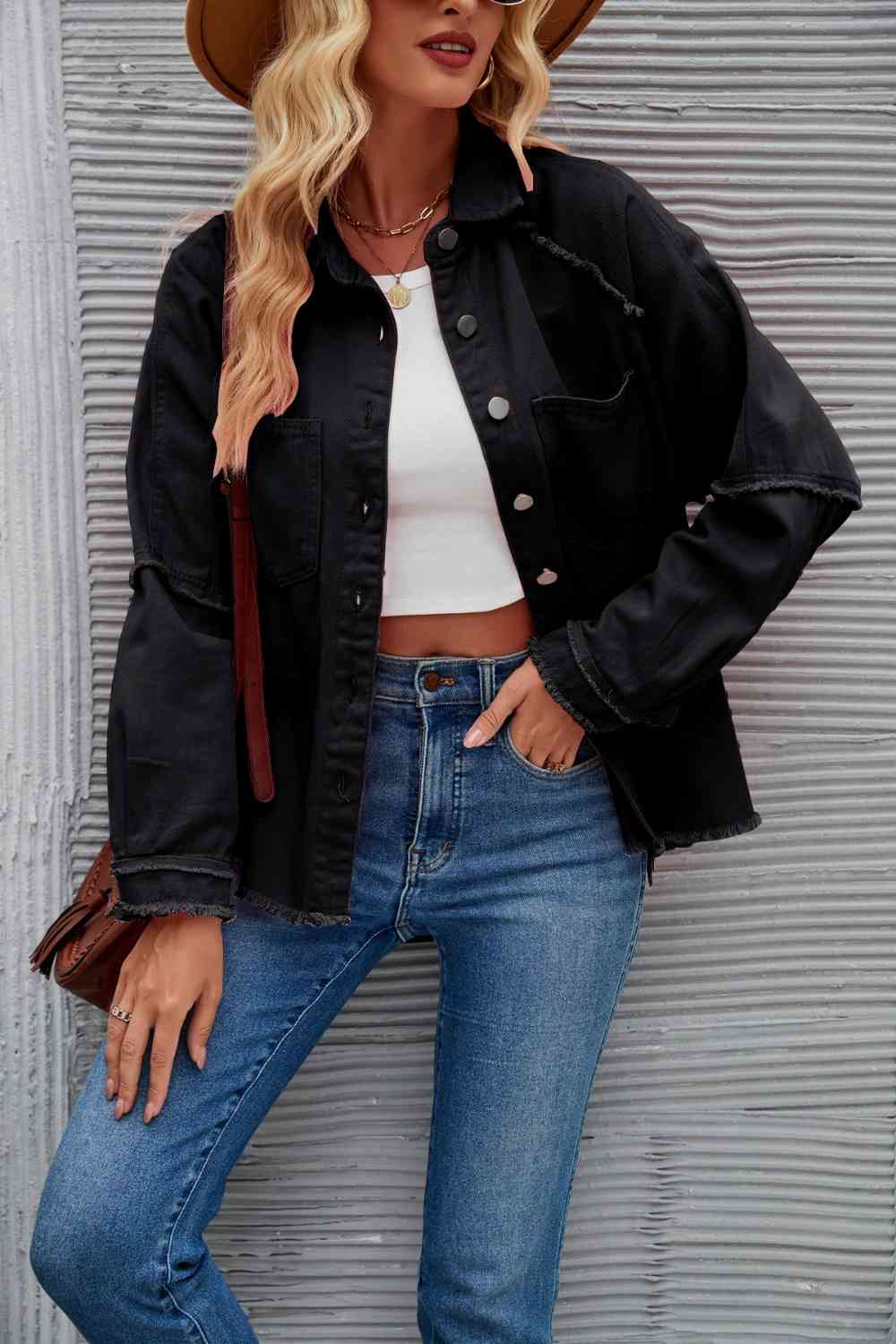 Berg-Feldt | Raw Hem Kragen Denimjacke