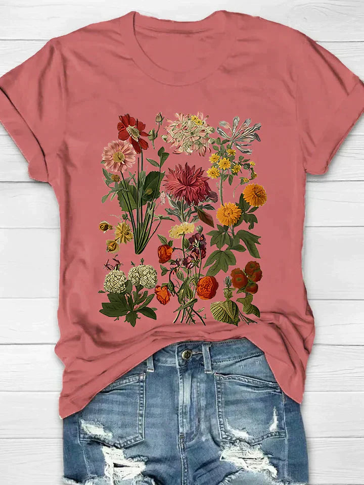 T-shirt femme avec imprimé floral vintage Fudus