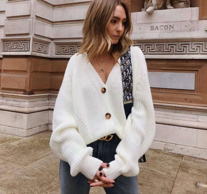 Cardigan femme tricoté avec col en V profond et boutons Berg-Feldt