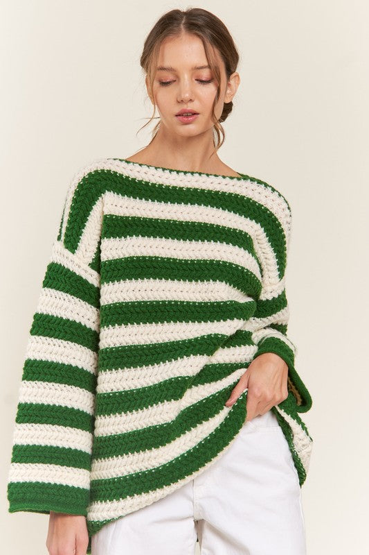 Berg-Feldt | Grün gestreifter Pullover