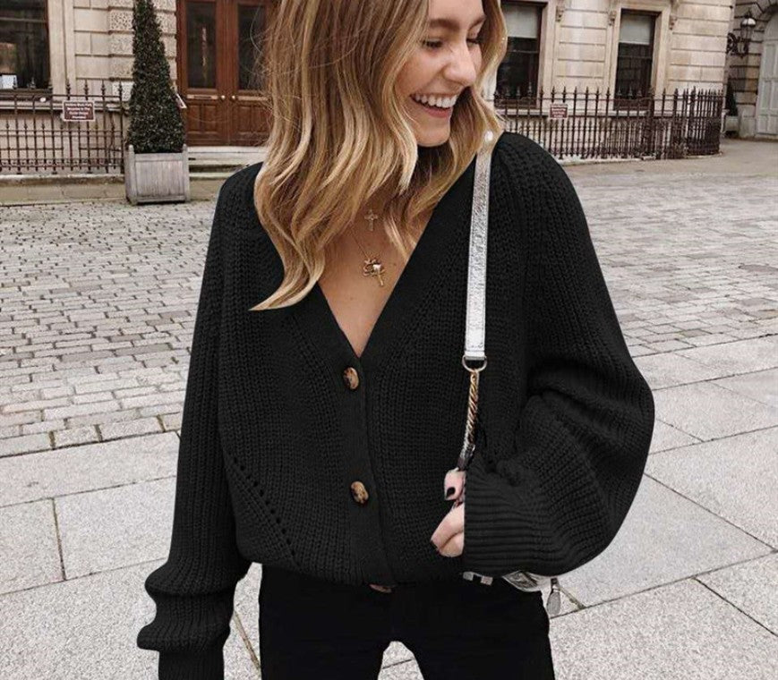 Cardigan femme tricoté avec col en V profond et boutons Berg-Feldt